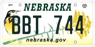 NE license plate BBT744