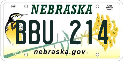NE license plate BBU214