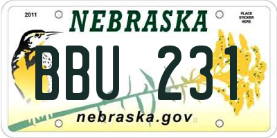 NE license plate BBU231
