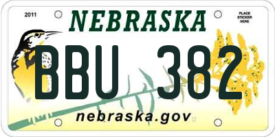 NE license plate BBU382
