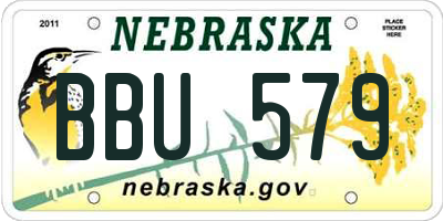 NE license plate BBU579