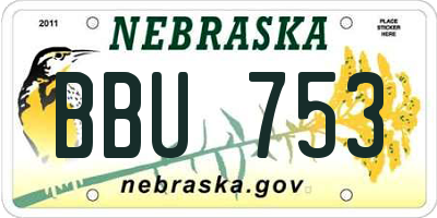 NE license plate BBU753
