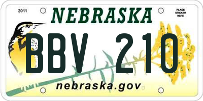 NE license plate BBV210