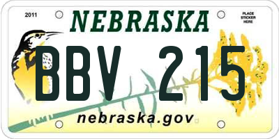 NE license plate BBV215