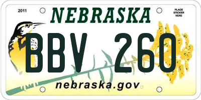 NE license plate BBV260