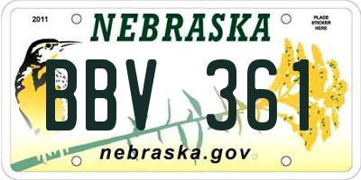 NE license plate BBV361