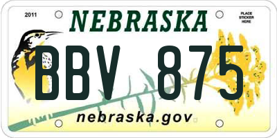 NE license plate BBV875