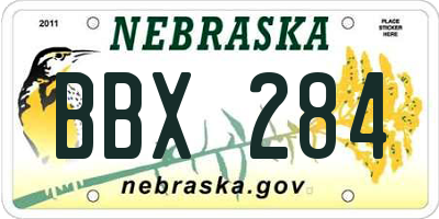 NE license plate BBX284