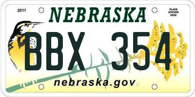 NE license plate BBX354