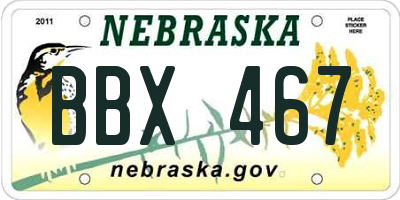NE license plate BBX467