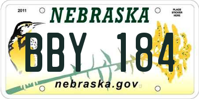 NE license plate BBY184