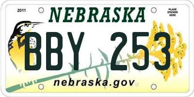 NE license plate BBY253