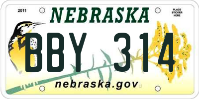 NE license plate BBY314
