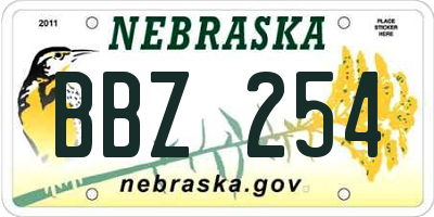 NE license plate BBZ254