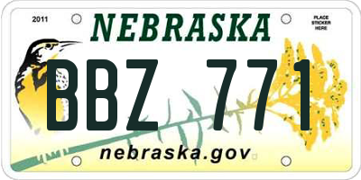 NE license plate BBZ771