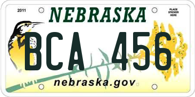 NE license plate BCA456