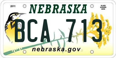 NE license plate BCA713