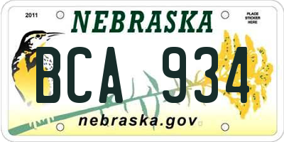 NE license plate BCA934