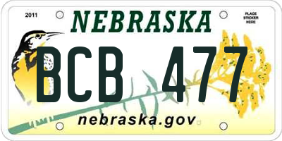 NE license plate BCB477