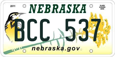 NE license plate BCC537