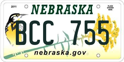 NE license plate BCC755