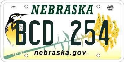 NE license plate BCD254
