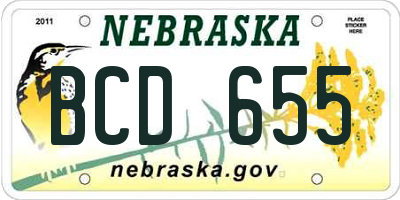 NE license plate BCD655