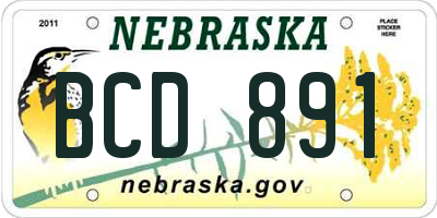NE license plate BCD891