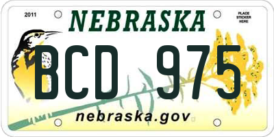 NE license plate BCD975