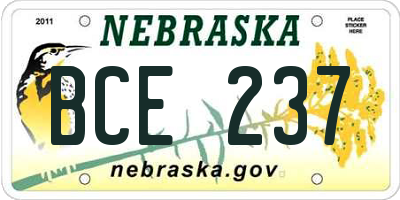 NE license plate BCE237