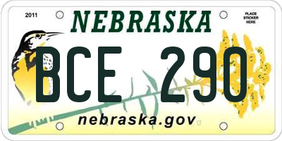 NE license plate BCE290