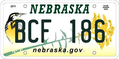 NE license plate BCF186