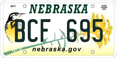 NE license plate BCF695