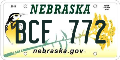 NE license plate BCF772