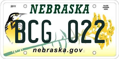 NE license plate BCG022