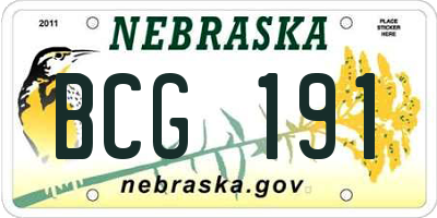 NE license plate BCG191