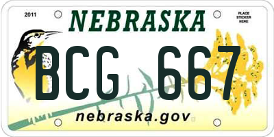 NE license plate BCG667