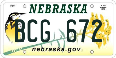 NE license plate BCG672