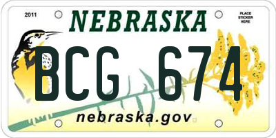 NE license plate BCG674