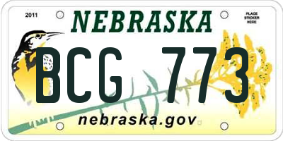 NE license plate BCG773