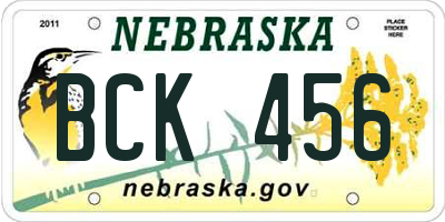 NE license plate BCK456