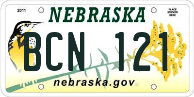 NE license plate BCN121
