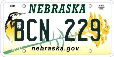 NE license plate BCN229