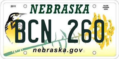 NE license plate BCN260