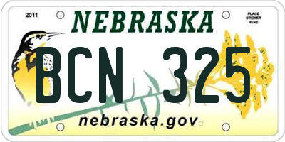 NE license plate BCN325