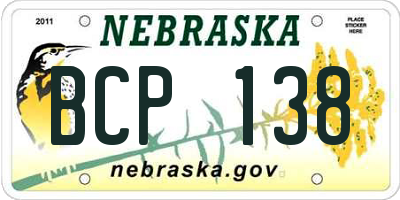NE license plate BCP138