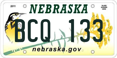 NE license plate BCQ133