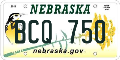 NE license plate BCQ750