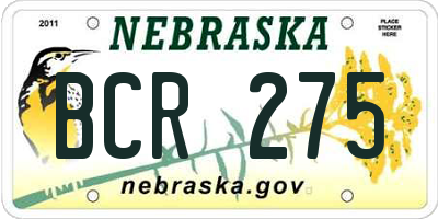 NE license plate BCR275