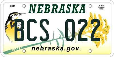 NE license plate BCS022